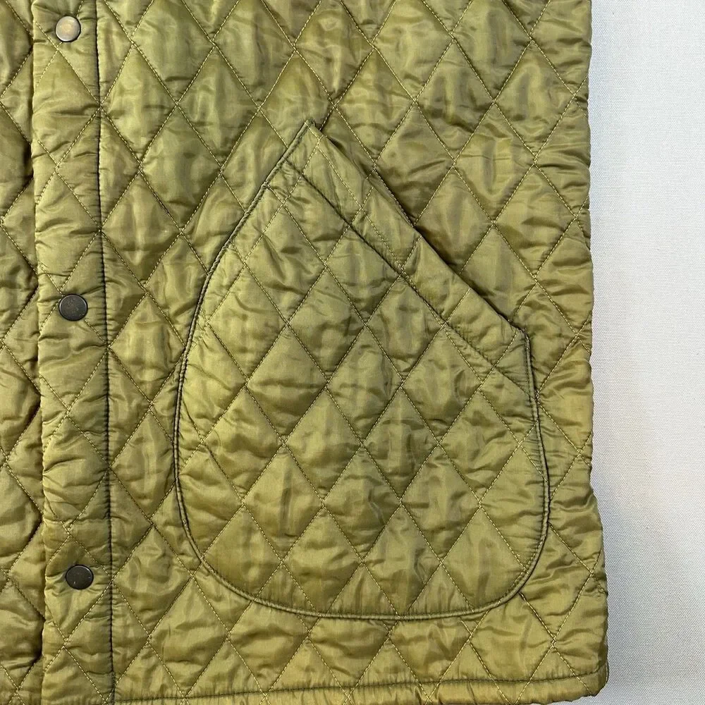 J.Crew Coat Mens Large Green Quilted Oarsman Vintage Corduroy Collar Chore Barn